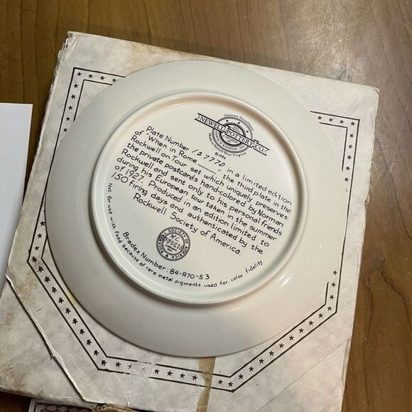 NORMAN ROCKWELL WHEN IN ROME Rockwell on Tour Collector Plate Newell Knowles - Picture 3 of 10